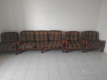 Set divani vintage in legno massello-Stile rustico