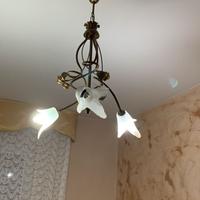 Lampadario + coppia abat-jour coordinate in ferro