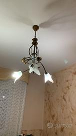 Lampadario + coppia abat-jour coordinate in ferro