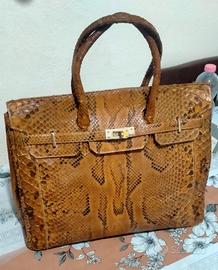 Borsa a mano in vera pelle di pitone