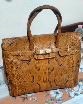 Borsa a mano in vera pelle di pitone