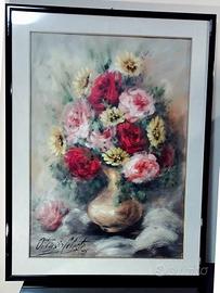 Ortensia Celeste, Vaso di fiori, Olio su tela