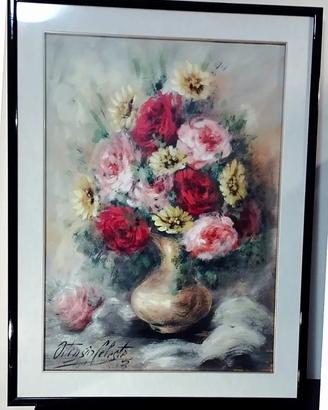 Ortensia Celeste, Vaso di fiori, Olio su tela