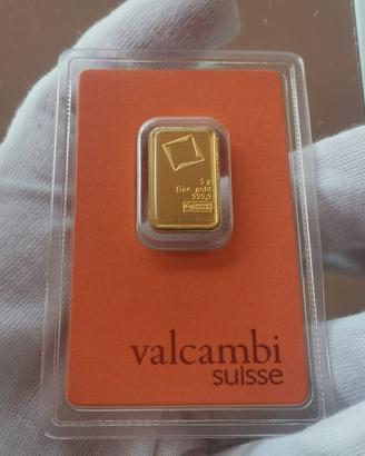 Lingotto oro 5 grammi valcambi suisse 24 karati