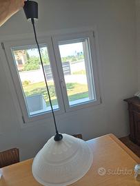 Lampadario sospensione vetro satinato vintage