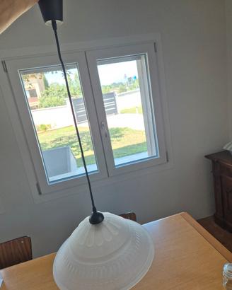 Lampadario sospensione vetro satinato vintage