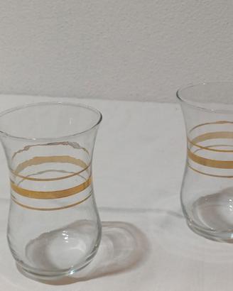 2 bicchieri da tè turchi in vetro e oro