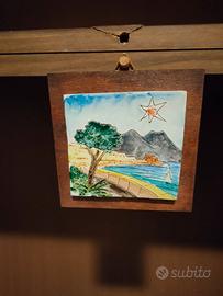 Quadretto in mattonella fatto a mano di Napoli