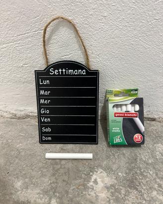 Mini Lavagna Settimanale in Legno + Gessi bianchi