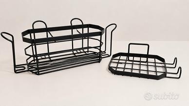 Set Organizer Bagno Nero Opaco a Ventosa