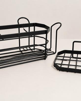 Set Organizer Bagno Nero Opaco a Ventosa