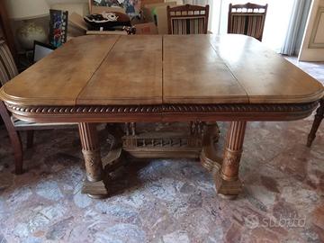 tavolo francese epoca allungabile + 5 sedie 