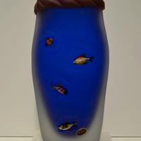 Vaso Murano TFZ  zaffiro con figure