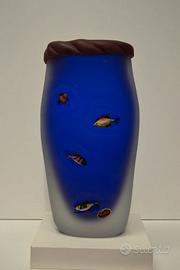 Vaso Murano TFZ  zaffiro con figure