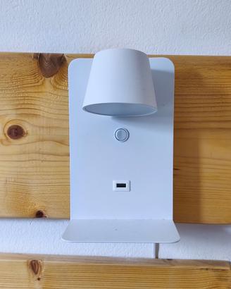 2 Lampade a parete B-LED BASKOP con Usb bianca