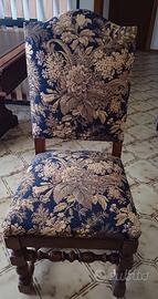 Sedie (cinque) in tessuto