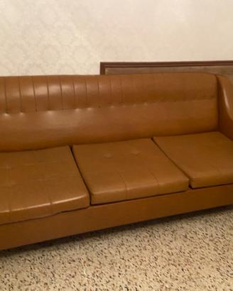 Divano letto vintage similpelle anni 50-60 poltron