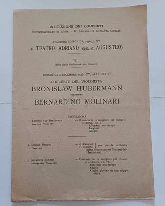 Teatro Adriano Stagione 1936-37 BRONISLAW HUBERMAN