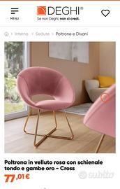 Sedie poltroncine Deghi in velluto rosa NUOVE
