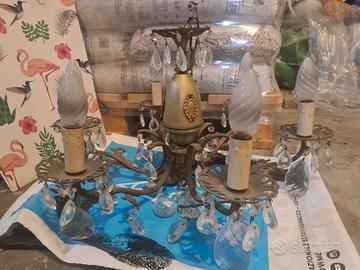 Lampadario vintage a sei braccia