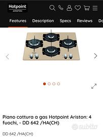 Piano cottura a gas Hotpoint Ariston 4 fuochi