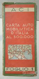 CARTA AUTOMOBILISTICA D'ITALIA anni '40 - ACI