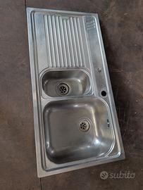 Lavabo Doppio in Acciaio Inox 100X50cm