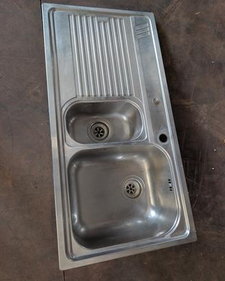 Lavabo Doppio in Acciaio Inox 100X50cm