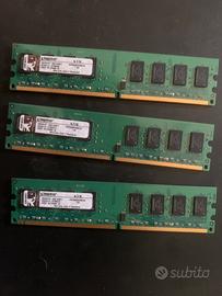 Kit X3 RAM DDR2 2gb Kingston 800MHz (6gb totali)