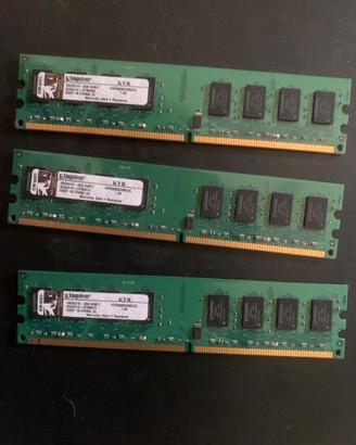 Kit X3 RAM DDR2 2gb Kingston 800MHz (6gb totali)