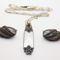 Parure orecchini collana ciondolo argento marcasit