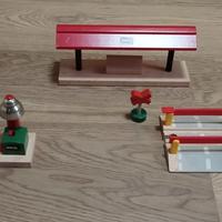 n.3 complementi pista treno di legno marca Ibrio