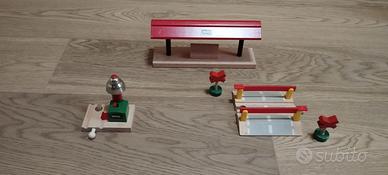 n.3 complementi pista treno di legno marca Ibrio