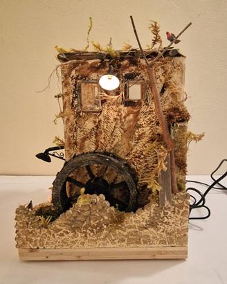 Cascina mulino a due piani per presepe