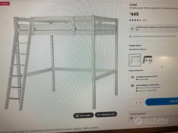 Letto a soppalco matrimoniale STORA IKEA bianco