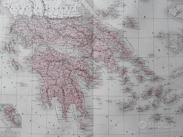 Carta geografica originale dell'Ottocento 