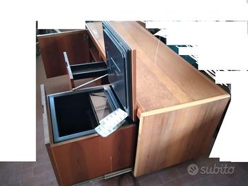 FrigoBar ufficio mobiletto in Noce a tre scomparti