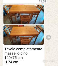 tavolo e quattro sedie 