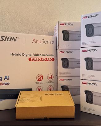 HIKVISION Kit videosorveglianza 6Cam AI + DVR 24/7