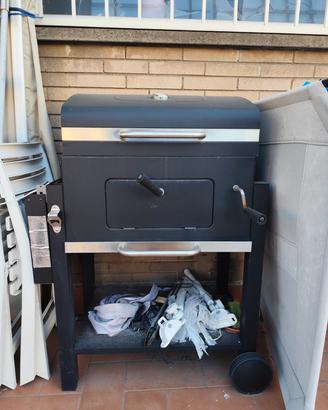 barbecue e ombrellone 3x3 con pedana 