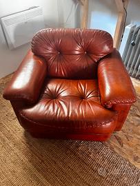Divano e due poltrone in pelle vintage