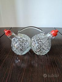 Oliera e Acetiera in vetro a punta di diamante