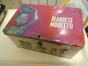 scatola di latta vintage vuota olandese moretto