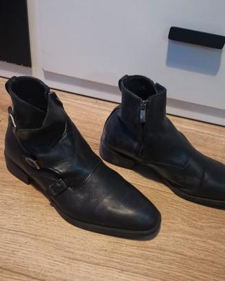 Stivaletti goth uomo lacci punta scarpe 