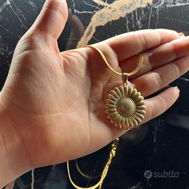 Collana GIRASOLE acciaio inox placcatura in oro