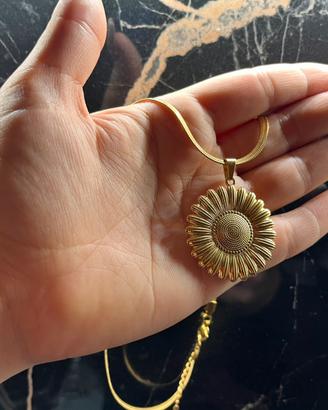 Collana GIRASOLE acciaio inox placcatura in oro