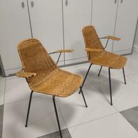 Coppia sedie Basket in vimini anni '50 di Franc