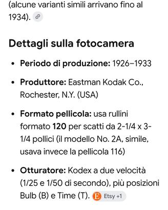 CAMERA KODAK MODEL B Made in USA anni 1926-1933