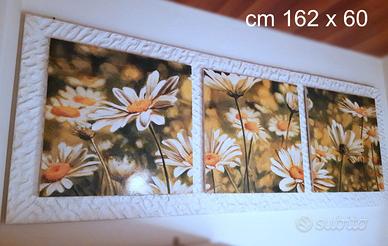 Quadro con margherite su base in rilievo