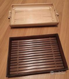 due vassoi bin legno bambù